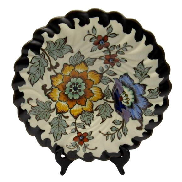 ROYAL HOLLAND Koninklyk Gouda PLATE Scalloped Edge 13" Rare Vintage - Cracked - Picture 1 of 12